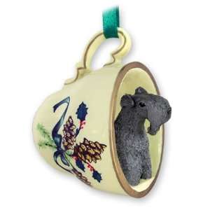  Kerry Blue Terrier Green Holiday Tea Cup Dog Ornament 