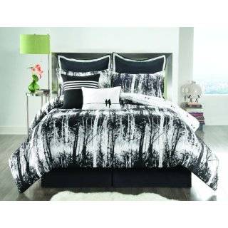 Sunset and Vine Woodland 6 Piece XL Twin Comforter Set, Black/White