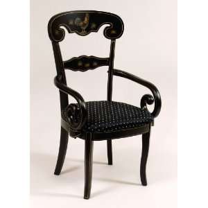 Art As Antiques Black Arm Chair   Rooster Design   46371  
