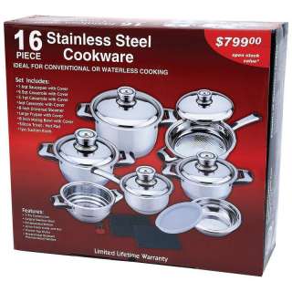 Chef 16 Pc Stainless Steel Cookware Limited Lifetime Warranty 