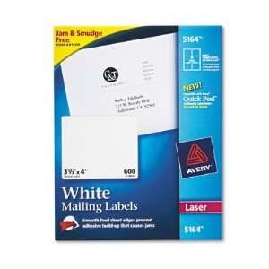   Label, Jam Free, 3 1/3x4, White, 600/Box AVE5164
