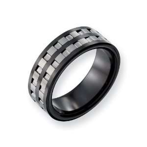   Ceramic and Tungsten Ring with Slots/Tungsten and Ceramic Jewelry