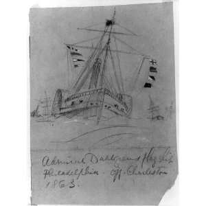  Drawing Admiral Dahlgrens flag ship Philadelphia off 