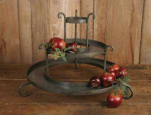 Three Tiered Wrought Iron Serving Tray Candle Holder Holiday Garden 