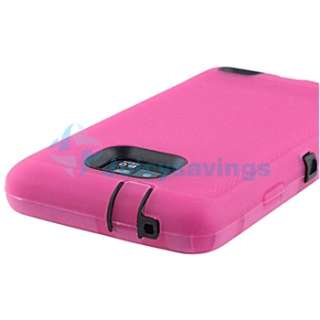 Pink Black Hybrid Case+Privacy Pro+Charger+Cable For Samsung Galaxy S 