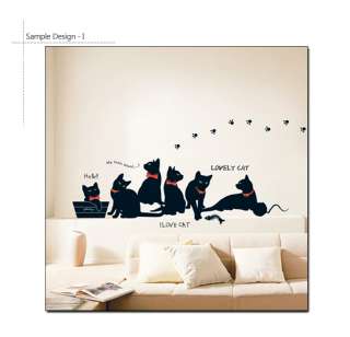 BLACK CATS ★ WALL DECOR DECAL STICKER REMOVABLE VINYL  