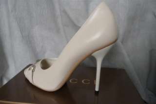 Clearance GUCCI IVORY LEATHER OPEN TOE SHOES HORSEBID DETAILS size IT 