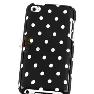 Polka Dot Black Hard Skin Case Cover Accessory for iPod Touch 4th Gen 