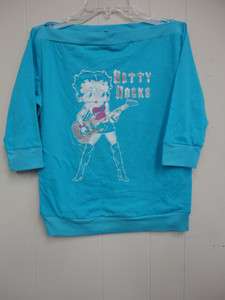 Betty Boop graphic printed loose neck top Sz M  