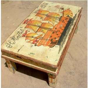   Distressed Finish Hand Painted Sofa Coffee Table Furniture & Decor