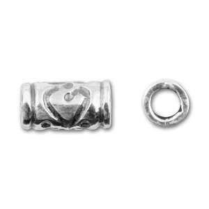  Silver CASPIA 8.5x4.5mm Patterned Large Hole Tube Bead