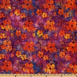  44 Wide Mai Tai Batik Tropic Flower Purple/Orange/Blue 