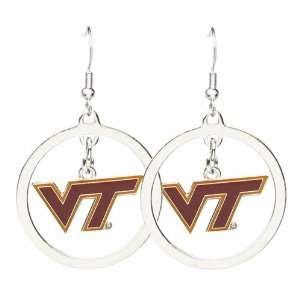  Virginia Tech Hokies   NCAA Floating Logo Hoop Earrings 