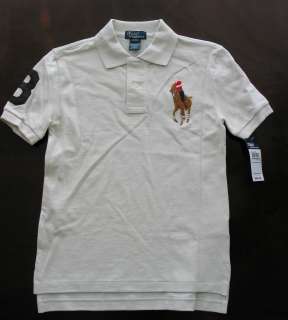 NWT Ralph Lauren Boys Short Sleeved Leather Patch Big PonyPolo Shirt 