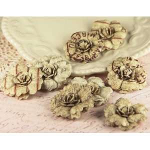  Parchment Petals Paper Flowers, Vintage