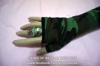 Opera or full length fingerless gloves Military camouflage color 