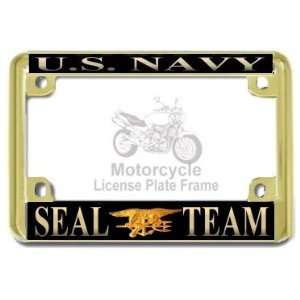 Motorcycle   US Navy USN Seals Gold Metal Motorcycle License Plate 