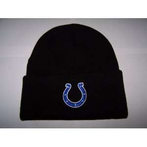   Licensed Indianapolis Colts Beanie Knit Hat Cap Cuffed Black Sports