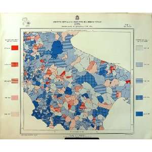   1933 Colour Map Italy Statistics Marriage Potenza Bari