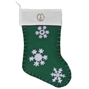  Felt Christmas Stocking Green Floral Peace Symbol 