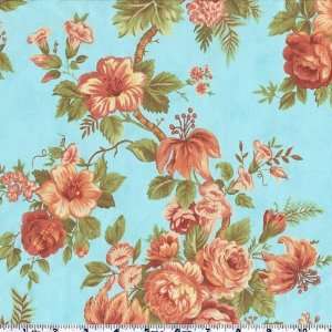   Chorus Magnolias Aqua Fabric By The Yard Arts, Crafts & Sewing