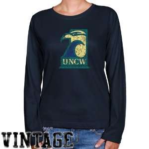 Shirt  UNC Wilmington Seahawks Ladies Navy Blue Distressed Logo 