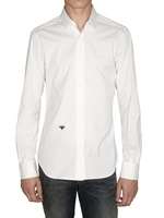 DIOR HOMME   CAMICIA IN POPELINE STRETCH CON APE RICAMATA