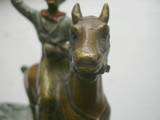 VINTAGE BIG VIENNA BRONZE of a COWBOY on MARBLE TRAY  