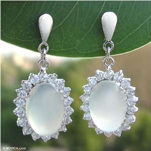  Moonstone earrings, Romance 0.6 W 1.4 L Jewelry