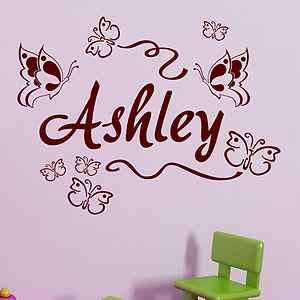 CUSTOM PERSONALIZED BOY GIRL CHILD NAME BUTTERFLIES Vinyl Wall Decal 