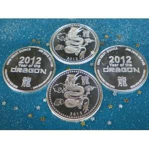  4   2012 Year of the Dragon Silver Lot 4  1 Troy oz .999 Silver 