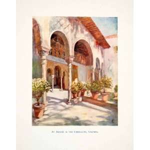   Granada Walkway Arches Floral Architecture   Original Color Print