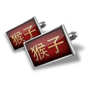 Cufflinks Monkey Chinese characters, letter red / yellow   Hand Made 