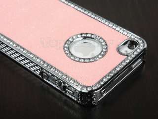 Pink Glitter Sparkle Diamond Bling PU Case Cover For iPhone 4 4G 4S 