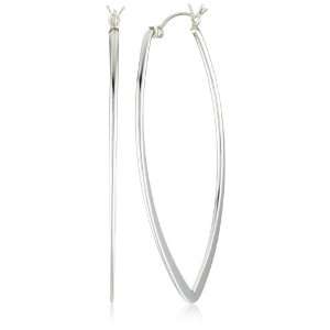 Viv&Ingrid Smooth Flat Silver Medium Arrow Hoop Earrings