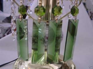 GREEN GLASS COLONIAL SPEAR PRISM CHANDELIER PENDANT 4PC  