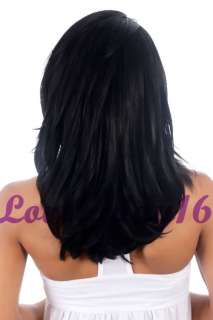 Jet Black Medium Straight Indian Remy Human Hair Lace Front Wigs 10 