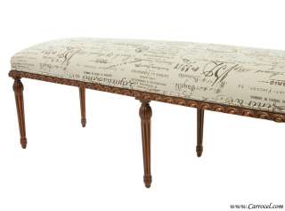 Antique Long French Bench with Parisian Sac de Toile Upholstery  