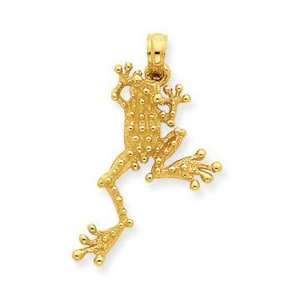  IceCarats Designer Jewelry Gift 14K Frog With Extended Leg Pendant