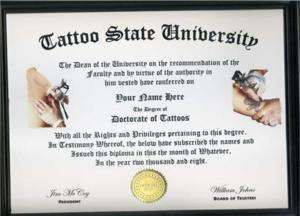 UNIQUE TATTOO DIPLOMA MAKES A GREAT GIFT   