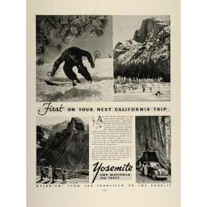  1936 Ad Yosemite National Park Ski Ice Skaters Sequoia 