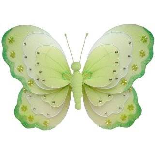  13 Large Pink, Purple & Green Triple Layered Butterfly Decorations 