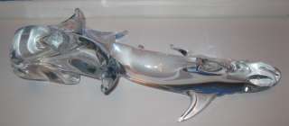 Amazing 19 Crystal Shark Signed Zanetti Murano Art Glass Sculpture 