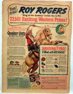 1940s Newspaper Sunday Comic Roy Rogers/Quaker Oats Ad  