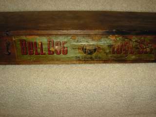 Antique Vintage Wood Toolbox BULLDOG Label UNIQUE and Primitive  