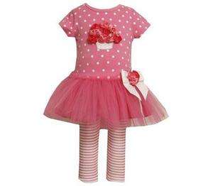   Jean Baby Girls Spring Easter Pink Tutu Rose Dress & Leggings Set 18M