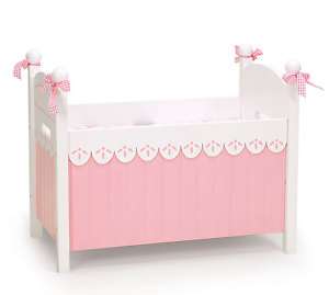ADORABLE PINK WOOD BABY DOLL BED TOY BOX 22W B9709690  