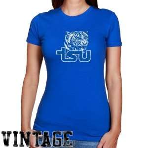 Tennessee State Tigers Ladies Royal Blue Distressed Logo Vintage Slim 
