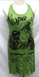 VESPA Motorcycle Hippie T Shirt Mini Tank Dress TOP Tunic, XL  