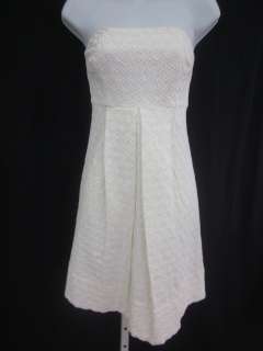 TRACY REESE White Cotton Honeycomb Texture Dress Sz 4  